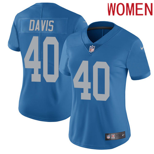 2019 Women Detroit Lions 40 Davis Blue Nike Vapor Untouchable Limited NFL Jersey style 2